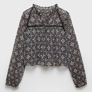 ZARA Floral & Lace Trim Blouse